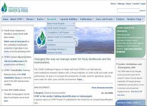 Link to \'Knowledge sharing project\' page from CPWF homepage