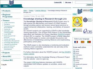Knowledge Sharing in Research section on IRC\'s-Learning Alliance section webpage